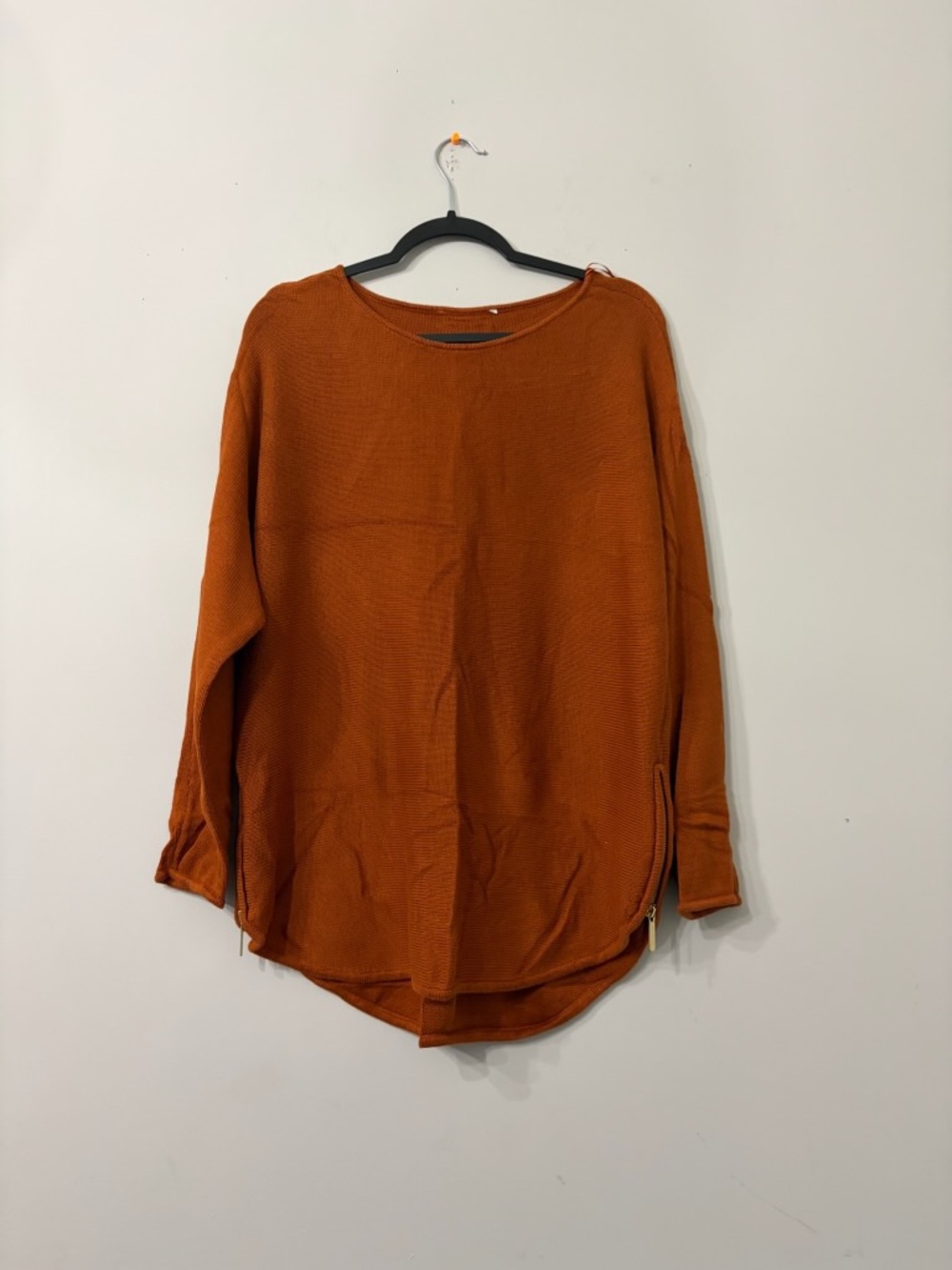 Michael Kors Burnt Orange Knit Sweater with side zipper embellishment